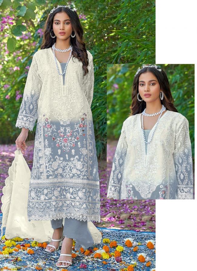 Heavy Organza Sky Blue Festival Wear Embroidery Work Pakistani Suit